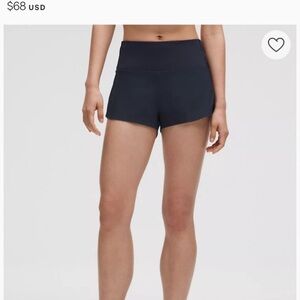 Lululemon Navy Speed Up Shorts with Moisture-Wicking Fabric